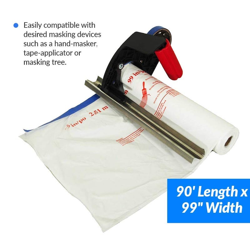 Reli. Masking Film, 1 Roll | 90' Foot x 99" Inch | Masking Plastic Film, Pre-Folded | Hand Masker for Painting & Automotive | Plastic Overspray Protection - Image 5